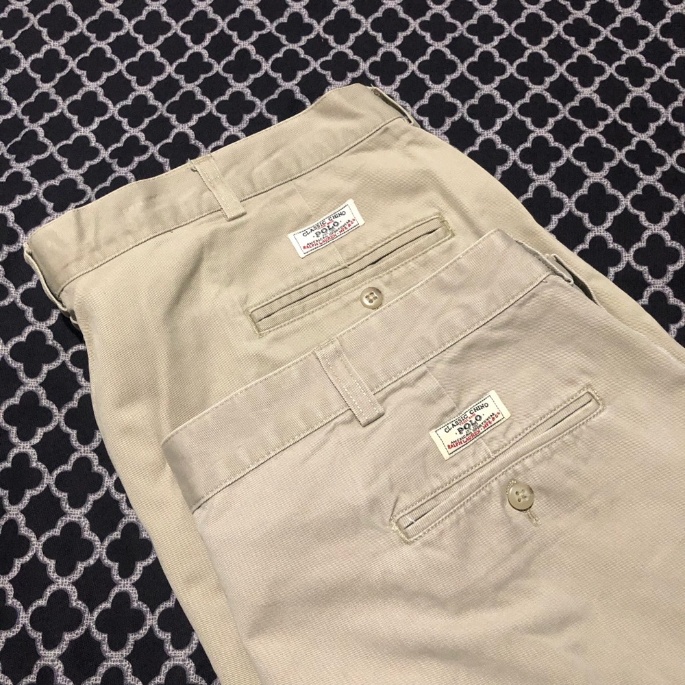 VTG Polo Ralph Lauren Andrew Shorts Mens 40 Beige Pleated Chino X35 Bundle (2)